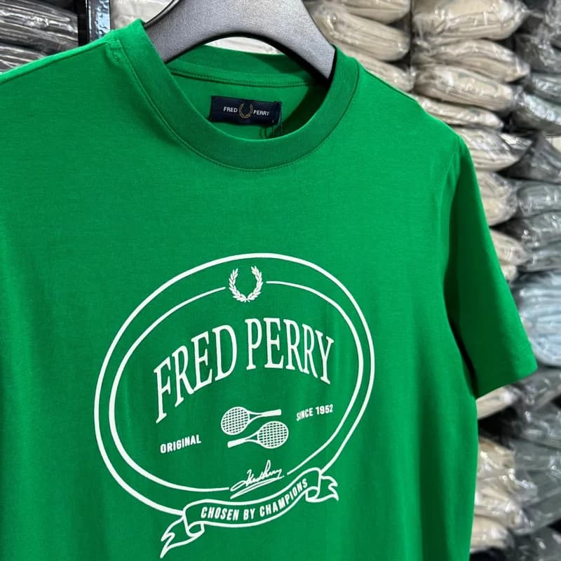 Camiseta Estampada Fred Perry cor Verde