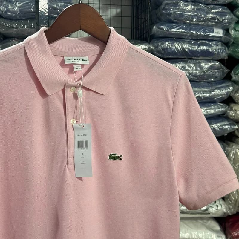 Polo Basica Lacoste Cor Rosa Bebe