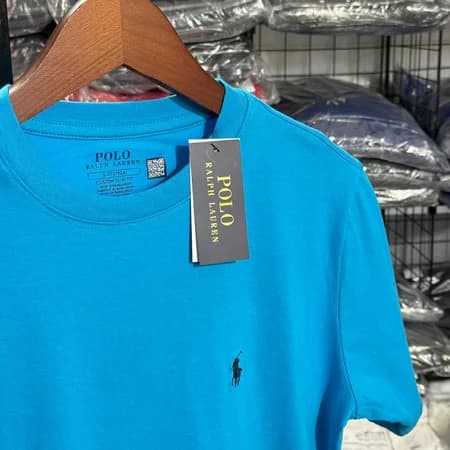 Camiseta Basica Ralph Lauren cor Azul Turquesa — imagem 1 de 3