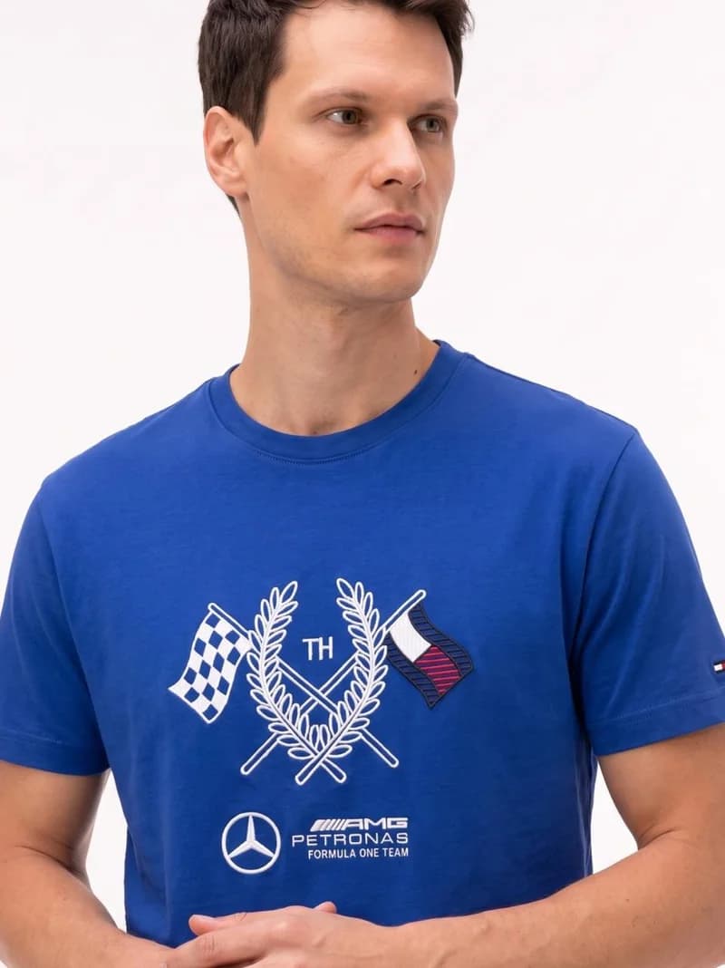 Camiseta Estampada Tommy Hilfiger cor Azul Royal — imagem 1 de 2